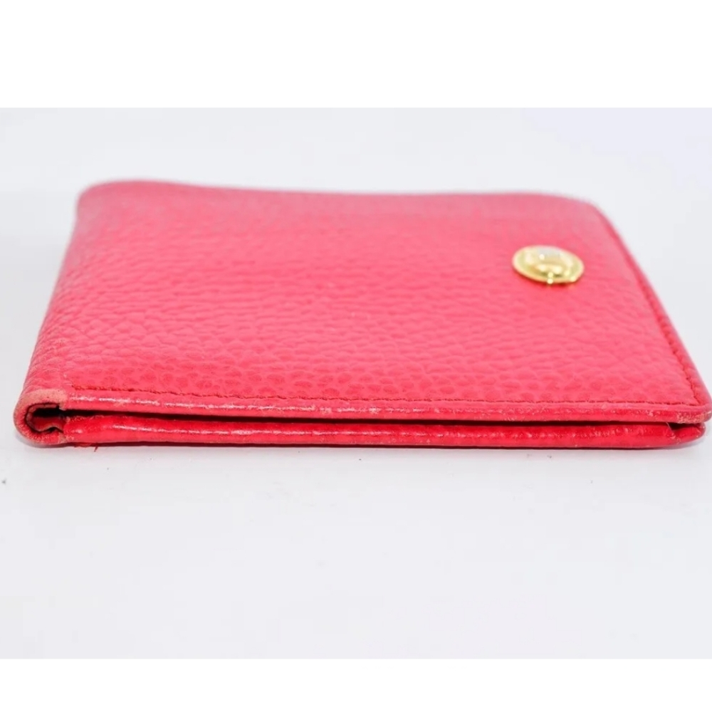 CHRISTIAN DIOR LOG PLATE BIFOLD RED LEATHER WALLET - Picture 7 of 13